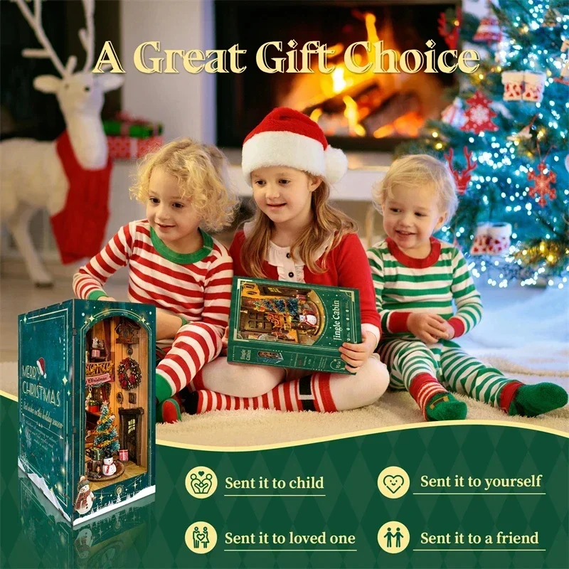 Merry Christmas DIY Wooden Boo - đánh giá và giá Diy Wooden Book Nook Kit Shelf Insert